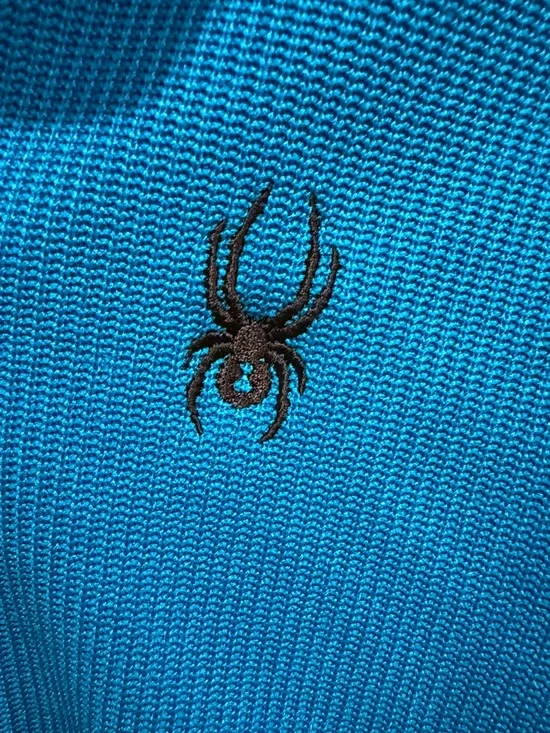 Spyder Men’s Turquoise and Black Quarter-Zip Performance Sweater - Picture 4 of 5